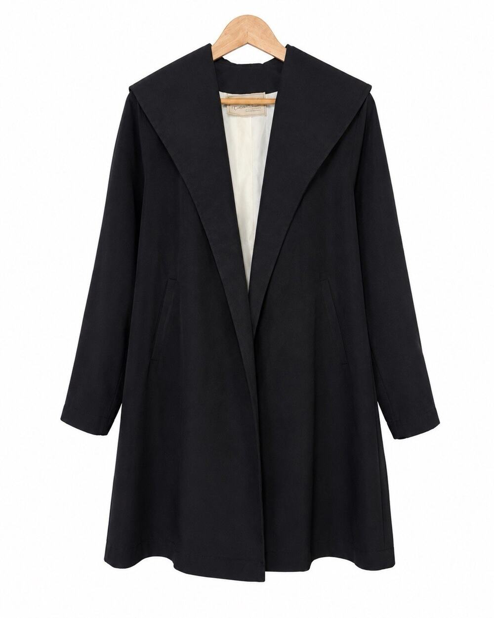 Vintage 1960s Desmond’s California Women's Black Collared Mod Coat Medium